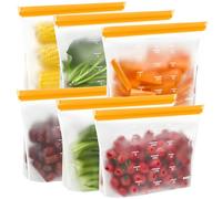 IDEATECH Gallon Freezer Bags Stand Up, Dishwasher Safe & Leakproof Reusable Gallon Bags, Extra Large & BPA Plastic Free Reusable Food Storage Bags for Meats, Veggies(6 Pack)
