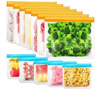 IDEATECH Reusable Food Storage Bags 12 Pack Freezer Zip Large Batch Cooking
