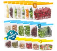 IDEATECH Reusable Food Storage Bags 20 Pack Freezer Zip Large Batch Cooking
