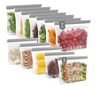 IDEATECH Zip Lock Reusable Silicone Bags Stand Up Design Leakproof Washable Freezer Food Storage Bags