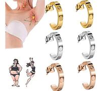 IDEBEN 2022 Newest Style, Ear Pressure Magnetic Therapy Detox Earrings, Weight Loss Earrings, Piercing Shiatsu Detox Earrings for Women Men, Gifts for Mom Wife Girlfriend (3 Pairs) (Gold)