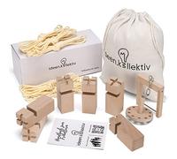 ideen.kollektiv Mini Fröbel Tower Community Game - Stacking Game Made of Beech Wood for up to 24 players - Team Building Outdoor Game for Children and Adults Cloth Bag