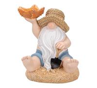 Ideen mit Herz Decorative Figure Gnome with Starfish | Maritime Decoration Bathroom | Funny Garden Gnome | Summer, Beach and Holiday | Unusual Tea Light Holder