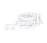 Ideen mit Herz Decorative Ribbon on a Roll, 4 m Long, White, Self-Adhesive, Satin Look, Decorative Garland, Christmas Decoration (Ice Crystals, Snowflakes, 3 cm Wide)