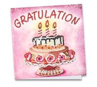 Ideen mit Herz Diamond Painting Greeting Card | 16x16cm | 370gsm | Includes Envelope & Tool (Birthday Cake)