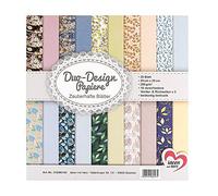Ideen mit Herz Duo Design Papers, 20 Sheets, 25 x 25 cm, 250 g/m², Printed on Both Sides, Ideal for Scrapbooking, Crafts