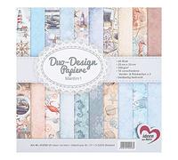 Ideen mit Herz Duo Design Papers, 20 Sheets, 25 x 25 cm, 250 g/m², Printed on Both Sides, Ideal for Scrapbooking, Crafts (Maritime 01)