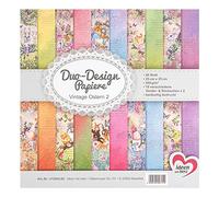 Ideen mit Herz Duo Design Papers, Pad with 20 Sheets of Craft Paper, 25 x 25 cm, 250 g/m², Printed on Both Sides, Design Paper, Motif Paper, Ideal for Scrapbooking, Crafts (Vintage Easter 02)