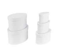 Ideen mit Herz Gift Boxes with Lids | Cardboard Boxes | Set of 5 | 5 Different Sizes in Each Other | Large to Small | Made of Sturdy Cardboard | Ideal for Birthday & Wedding | Oval | White
