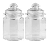 Ideen mit Herz Glass Candy Jar | Set of 2 | Octagonal | With Glass Lid | 8cm x 8cm x 12.5cm | Capacity: 230ml