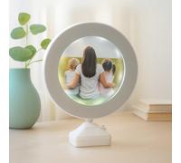 Ideen mit Herz Magic Mirror Illuminated Picture Frame or LED Mirror 3D Effect White with Timer Function Diameter 20.2 cm