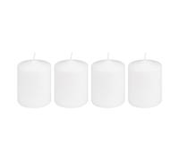 Ideen mit Herz Pillar Candles, White, Round, Set of 4, Diameter 7 cm, 10 cm High, Burn Time 30 Hours, Household Candles Made of Paraffin, Unscented