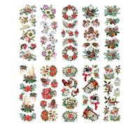 Ideen mit Herz Premium Transfers | Rub on Sticker | Scratch Stickers | 10 cm x 30 cm | 10 Sheets | Includes Cloth (Christmas Floristry, Colour)