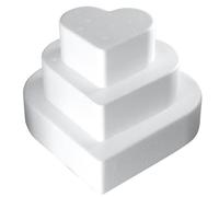 Ideen mit Herz Styrofoam Heart Cake Stand | 3 Tier Heart Cake | Polystyrene (PS) | 11.3 x 10.1 cm, 17 x 15.2 cm, 22.7 x 20.4 cm | 15 cm Height | Wedding, Engagement, Anniversary, Valentine's Day