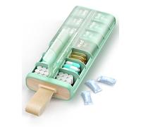 IDEERFIT Pill Organiser AM PM 7 Day, Weekly Pill Box 7 Day, Tablet Organiser with Moisture-Proof Desiccant, Large Pill Box, Easy-Open Secure Lids, Portable Handle, Mint Green