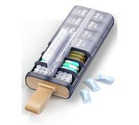 Ideerfit Weekly Pill Organiser AM PM 7 Day Pill Box - Twice a Day Medicine Organiser with Handle, Desiccant Compartment & Easy-Open Secure Lids for Vitamins & Supplements - Sky Blue