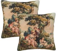 Ideeze Antique French Country Tapestry Print Throw Pillow Covers Set of 2 Pillowcases Cushion Case Square for Soft Home Decor Bed Couch Car Living Room 20x20 Inch