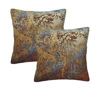 Ideeze Metallic Bronze Brown Gold Orange Teal Rustic Throw Pillow Covers Set of 2 Rusty Copper Pillowcases Cushion Case Square for Soft Home Decor Bed Couch Car Living Room 18x18 Inch