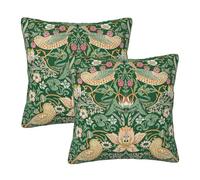 Ideeze Vintage Floral Bird Strawberry Thief Throw Pillow Covers Set of 2 William Morris Pillowcases Cushion Case Square for Soft Home Decor Bed Couch Car Living Room 18x18 Inch