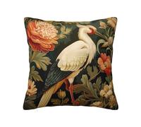 Ideeze William Morris Birds Throw Pillow Covers Soft Decorative Throw Pillowcases Cushion Case Square for Home Decor Bed Couch Car Living Room 18x18 Inch