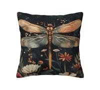 Ideeze William Morris Dragonfly Throw Pillow Covers Soft Decorative Blue and Green Throw Pillowcases Cushion Case Square for Home Decor Bed Couch Car Living Room 18x18 Inch