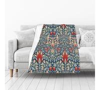 Ideeze William Morris Pattern Throw Blanket Soft Cozy Flannel Blanket Plush Lightweight Throw Blanket Decorative Blanket for Couch Bed Sofa All Season 40X50 inches