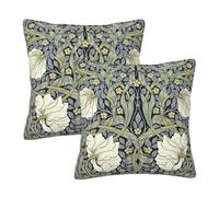 Ideeze William Morris Pimpernel Flower Throw Pillow Covers Set of 2 Retro Flowers Pillowcases Cushion Case Square for Soft Home Decor Bed Couch Car Living Room 18x18 Inch