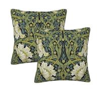 Ideeze William Morris Pimpernel Flower Throw Pillow Covers Set of 2 Retro Flowers Pillowcases Cushion Case Square for Soft Home Decor Bed Couch Car Living Room 18x18 Inch