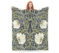Ideeze William Morris Pimpernel Throw Blanket Soft Cozy Flannel Blanket Plush Lightweight Throw Blanket Decorative Blanket for Couch Bed Sofa All Season 40 X50 inches