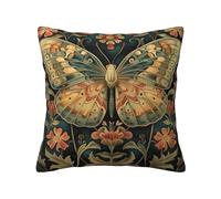 Ideeze William Morris Style Butterfly Throw Pillow Covers Soft Decorative Blue and Green Throw Pillowcases Cushion Case Square for Home Decor Bed Couch Car Living Room 18x18 Inch