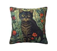 Ideeze William Morris Style Vintage Cat Throw Pillow Covers Soft Decorative Throw Pillowcases Cushion Case Square for Home Decor Bed Couch Car Living Room 18x18 Inch