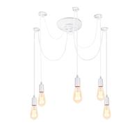 iDEGU Modern and Retro Pendant Light, 5 Arms DIY Spider Chandelier Creative Adjustable 150CM Vintage Ceiling Pendant Lamp Fixture with E27 Socket, White (5 Lights)