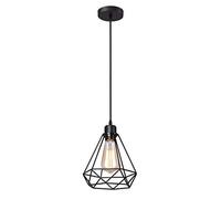 iDEGU Retro Industrial Pendant Light, Vintage Cage Design Ceiling Light Shade Metal E27 Vintage Hanging Lamp Shade Black Pendant Light Fitting, Ø 20cm - Single