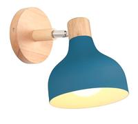 iDEGU Retro Interior Wall Light 15 cm Adjustable Wood Metal E27 Industrial Spotlight LED Ceiling Light Vintage Wall Lighting for Living Room Bedroom Bathroom (Oxford Blue)