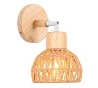 iDEGU Retro Wall Light Bohemia Style E27 Wall Lamp in Wood and Rattan Adjustable Ceiling Light Indoor Wall Sconce for Bedroom, Hallway, Living Room, Restaurant (15cm, Type D, Brown Rattan)