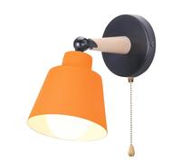 iDEGU Vintage Retro Wall Light E27 Industrial Wood and Metal Adjustable Interior Wall Lamp with Switch Modern for Bedroom, Hallway, Kitchen, Living Room (Orange)