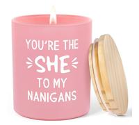 IDELTIME Best Friend Birthday Christmas Gifts, Funny Friend Candle 10oz, Friendship Gifts for Women Friends Females Besties Sisters, Gag Gift Idea, You’re the She to My Nanigans Soy Wax Scented Candle