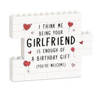 IDELTIME Boyfriend Birthday Gifts, Funny Building Block Puzzle Sign, Birthday Gifts for Boyfriend, Him, Men, BF, I Think Me Being Your Girlfriend Is Enough Desk Decor Plaque Present
