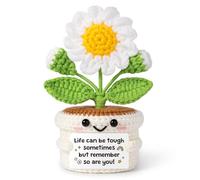 IDELTIME Emotional Support Crochet Plant Daisy, Cheer Up Get Well Soon Gift | Motivational Gifts for Women Sister Friend Colleagues, Cancer Care Stress Relief Crochet Daisy, Life is Tough But So Are You
