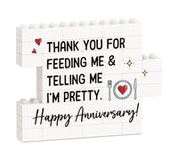 IDELTIME Happy Anniversary Plaque Gifts for Him Boyfriend, Funny Building Blocks Puzzle Decoration, Cute Wedding Anniversary Sign Gifts for Husband Couple Men, Love You Gift for Him