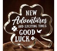 IDELTIME Leaving Gifts for Colleagues Women Men - Good Luck Clover Plaque, Sorry Your Leaving Gifts for Women Men, Good Luck New Job Card, Farewell Gift for Coworkers, Goodbye Presents for Colleagues