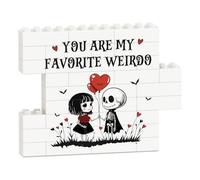 IDELTIME Valentines Gifts for Him Her, Cute Gothic Valentines Building Blocks Puzzle Plaque, Anniversary Birthday I Love You Gifts for Boyfriend Girlfriend Husband Wife, Romantic Gothic Home Decor