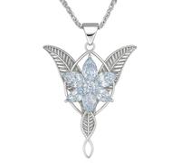 IDELUSH Fantasy Elven Necklace | Elf Princess Inspired Design | 5cm Pendant with Zirconia | Hypoallergenic Steel | 21" Chain | Mystic Jewelry | Original Gift for Women