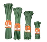 Idemeet PA66 Cable Zip Ties, 200pcs Assorted Sizes 4-12 Inch, Army Green, Decorative, Nylon