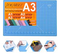 Idemeet Thickened 18"x12" Self-Healing Rotary Cutting Mat, 5-Ply Blade Table Protector for Fabric, Leather, Quilting, Modeling, Crafts, Blue