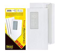 Idena 10220 Envelopes with Windows Press Seal DIN Long 75 g/m², Pack of 25, FSC Mix, White