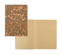 Idena 11001 Notebook 20 x 14 cm, Squared, 192 Pages, Made from 100% Recycled Paper, Cork Cover, 80 g/m², 1 Piece, Light Brown