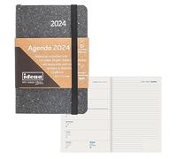 Idena 11070 - Diary 2024, 85 x 135 mm, Grey, 176 Pages, 1 Week on 1 Page, Agenda, Weekly Planner, Recycled Leather Cover