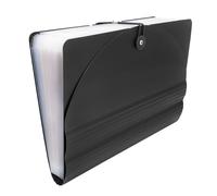 Idena 11124 Document Folder A4 Plastic Expanding File in Black with 24 Coloured Compartments Sorting Folder with Elastic Band Includes Labelling Labels