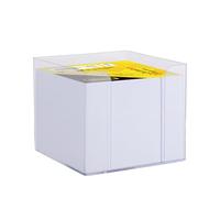 Idena 11184 Note Box, Transparent, 9 x 9 x 8 cm, Includes 700 Sheets of Note Pad, FSC Mix Paper in White
